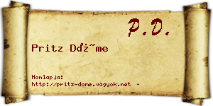 Pritz Döme névjegykártya